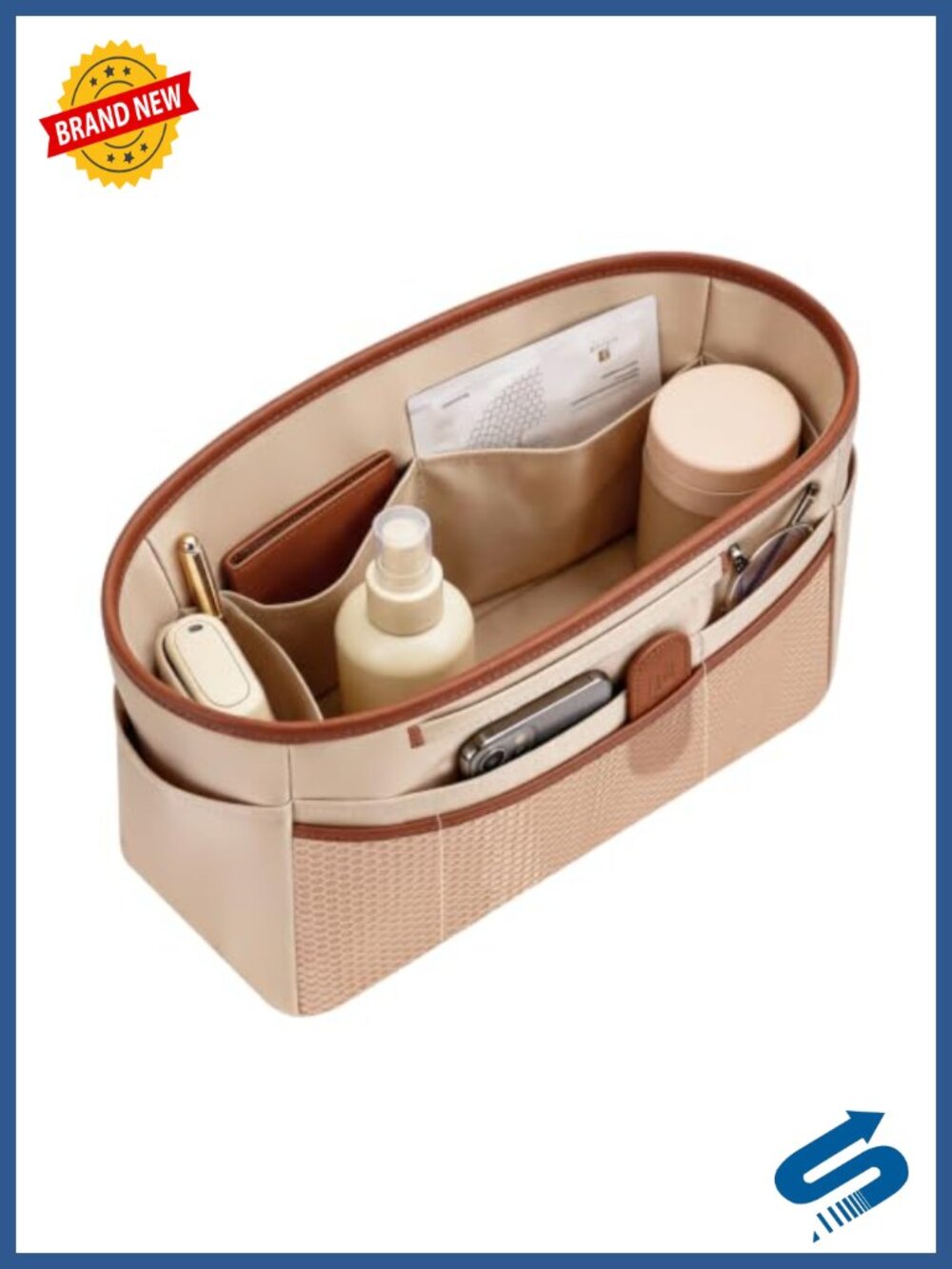 Purse Organizer Insert for Tote Bag, 13.78 Inch Satin Bag Organizer, Multi